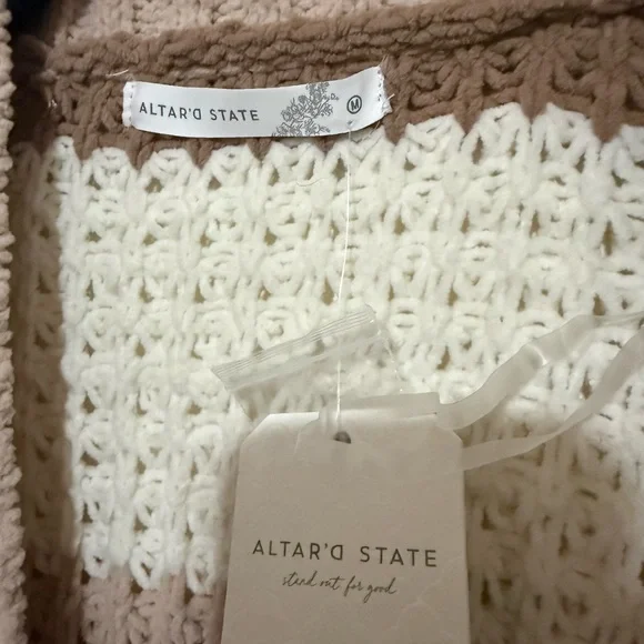 Altar'd State Beige and Brown Striped Cardigan - Picture 5 of 6